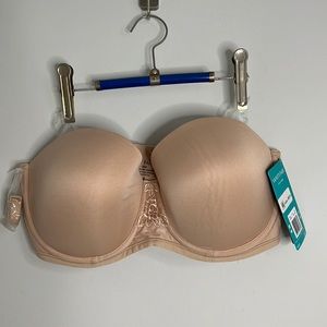 38D Vanity Fair Smooth Back No-Slip Strapless Bra Rose Beige NWT